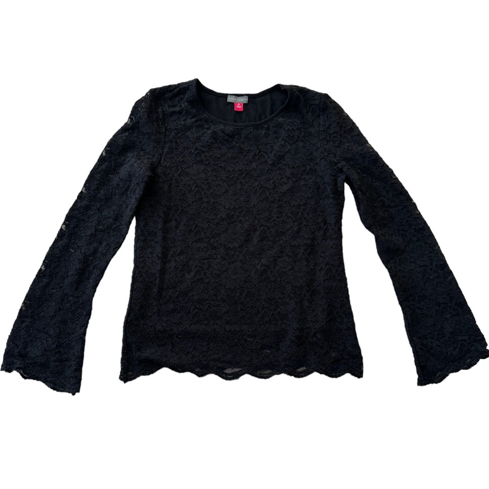 Vince Camuto | Black Lace Long-Sleeve Shirt Top Size x-small